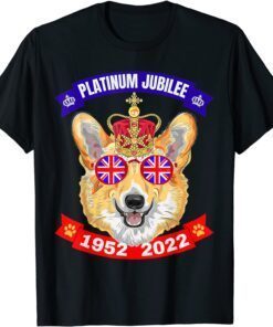 Queen Platinum Jubilee 1952-2022 Union Jack Welsh Corgi T-Shirt