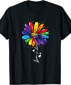 Rainbow Sunflower Love Is Love LGBT Gay Lesbian Pride Tee Shirt