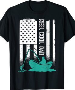 Reel Cool Dad US Flag Fishing Daddy Fisherman Fathers Day Tee Shirt