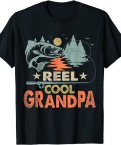 Reel Cool Grandpa Fishing Lover Vintage Father's Day Tee Shirt