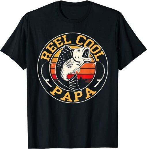 Reel Cool Papa Fishing Fathers Day Father For Dad Daddy Tee Shirt