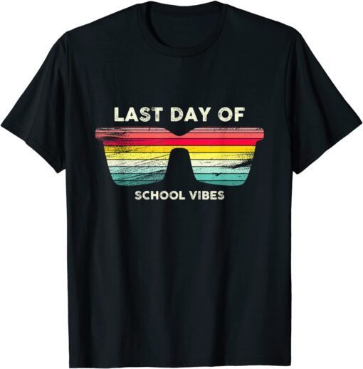 Retro Last Day Of School Vibes Graduation Out For Summer Tee Shirt