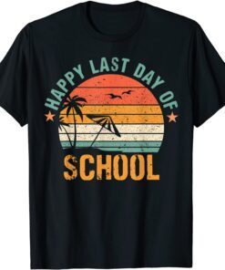 Retro Last Day of School Beach Theme Vintage Hello Summer Tee Shirt