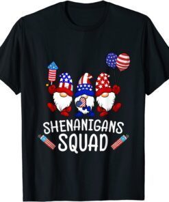 Shenanigans Squad 4th Of July Gnomes USA Independence Day T-Shirt