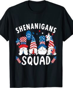 Shenanigans Squad 4th Of July Gnomes USA T-Shirt