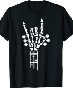 Skeleton Hand Rock Guitar Punk Bass Tee Shirt