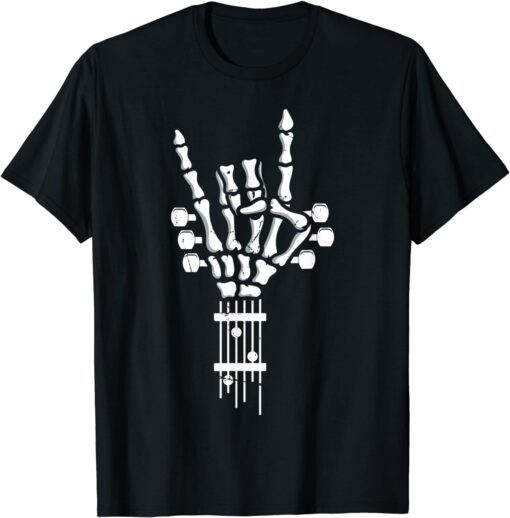 Skeleton Hand Rock Guitar Punk Bass Tee Shirt