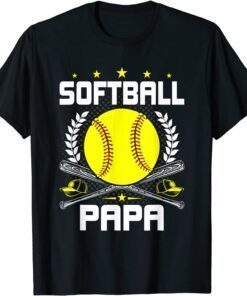 Softball Papa Baseball Lover Dad Sports Lover Father's Day Tee Shirt