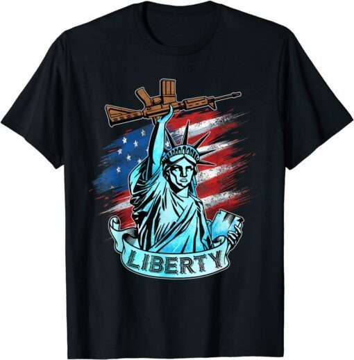 Statue of Liberty, New York City American Flag 4th Of July Tee Shirt