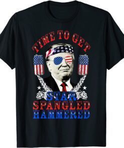 Time To Get Star Spangled Hammered, Donald Trump USA Flag Tee Shirt