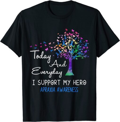 Tree Ribbon I Support My Hero Apraxia Awareness T-Shirt