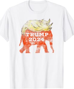 Trump 2024 GOP Republican Elephant With Trump Hair Tee Shirt