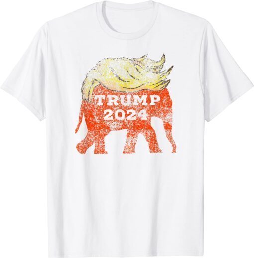 Trump 2024 GOP Republican Elephant With Trump Hair Tee Shirt