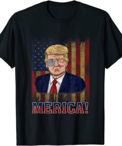 Trump 4th of July Merica USA Flag Tee Shirt