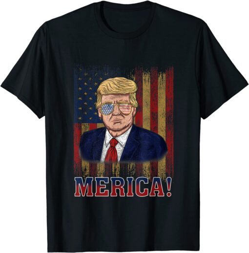 Trump 4th of July Merica USA Flag Tee Shirt