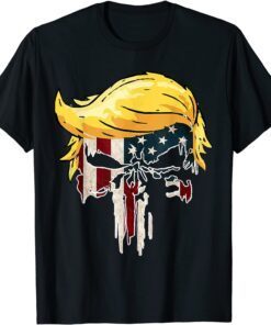 Trump American Flag Skull 2024 Second Term Reelection Tee Shirt