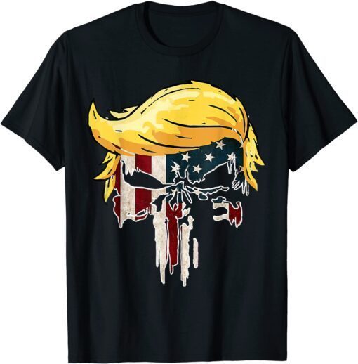 Trump American Flag Skull 2024 Second Term Reelection Tee Shirt