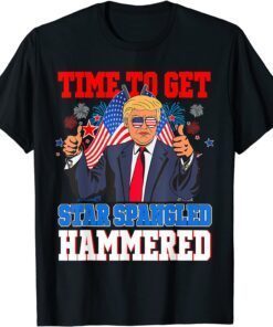 Trump Merica 4th Of July Time To Get Star Spangled Hammered Tee Shirt