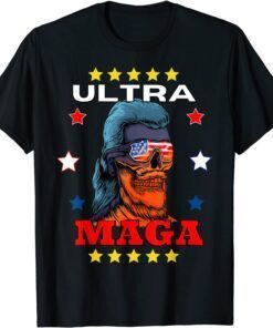 Ultra MAGA 2024 Pro Trump American Mullet Skull Flag Tee Shirt