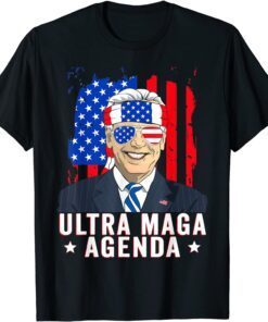 Ultra MAGA Agenda Anti Biden US Flag Trump 4th Of July Tee Shirt