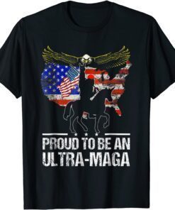 Ultra MAGA And Proud American Vintage US Flag Eagle Unicorn Tee Shirt