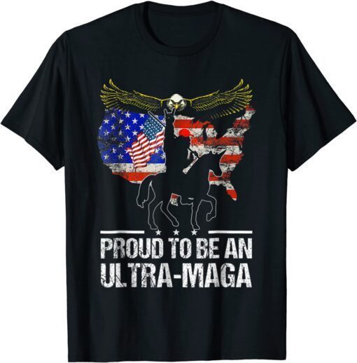 Ultra MAGA And Proud American Vintage US Flag Eagle Unicorn Tee Shirt