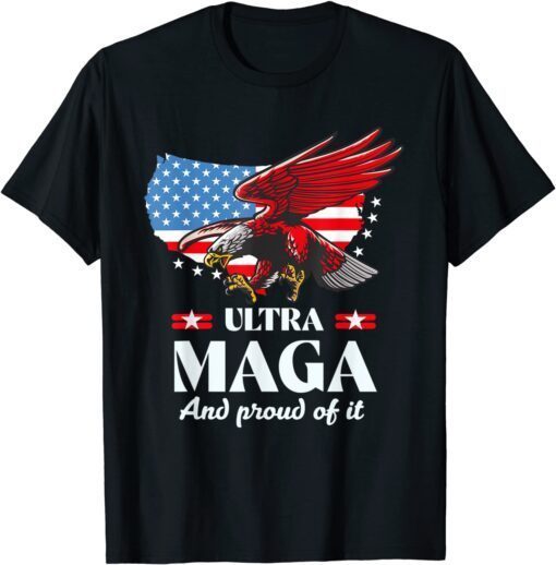 Ultra MAGA Eagle Anti Biden US Flag Pro Trump Trendy Tee Shirt