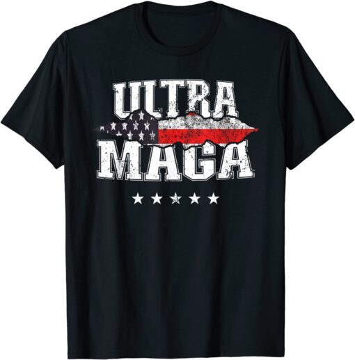 Ultra MAGA Anti Biden US Flag Pro Trump We The People Tee Shirt