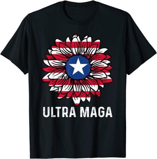 Ultra MAGA Proud Ultra-Maga Proud Republican USA Flag Tee Shirt