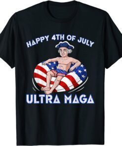 Ultra Maga 4th of July George Washington Drinking USA Flag Tee Shirt