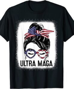 Ultra Maga Messy Bun Girl Bleached Tee Shirt