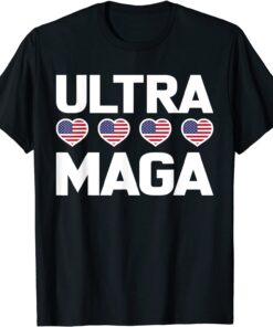 Ultra Maga Pro Trump 2024 American Heart Flag Anti Biden Tee Shirt