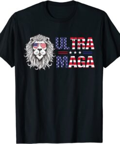 Ultra Maga Proud Lion USA Flag Glasses Retro vintage Tee Shirt