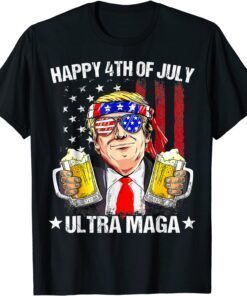 Ultra Maga Proud Pro Trump Happy 4th Of July US Flag Tee Shirt