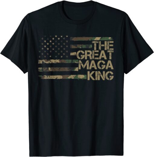 Ultra Maga The Great MAGA King Pro Trump American Flag Tee Shirt