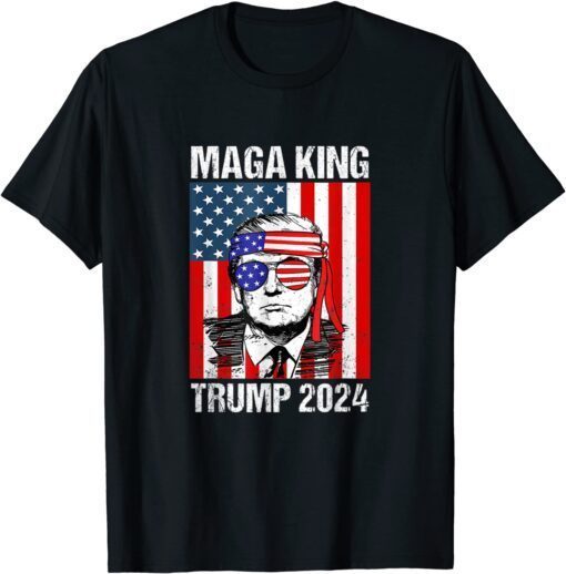 Ultra-Maga The Great Ultra MAGA King Trump Flag 4th July T-Shirt