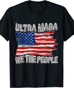 Ultra Maga Vintage American Flag Retro Patriotic Tee Shirt