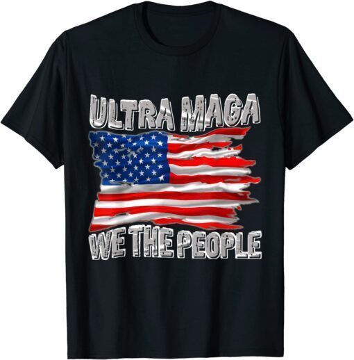 Ultra Maga Vintage American Flag Retro Patriotic Tee Shirt