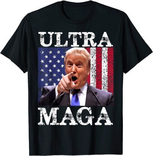 Ultra Mega King Trump Vintage American US Flag Anti Biden Tee Shirt