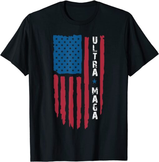 Ultra Mega Patriotic Trump Republicans USA Flag Tee Shirt