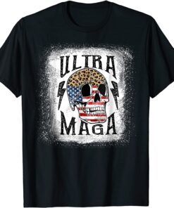 Ultra maga skull leopard US flag The Great Maga King Tee Shirt