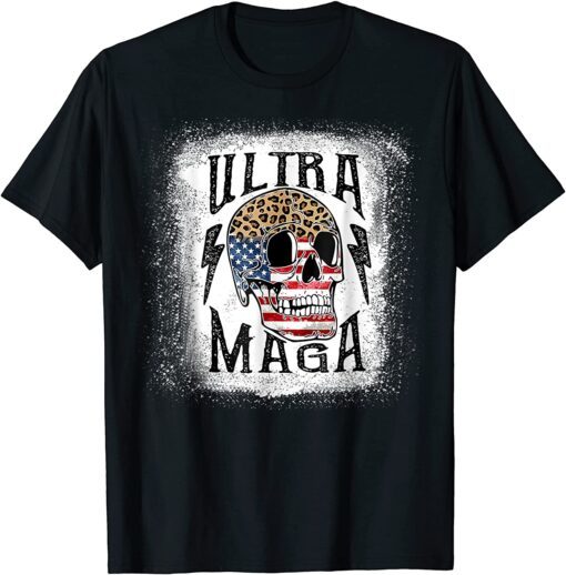 Ultra maga skull leopard US flag The Great Maga King Tee Shirt