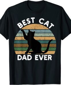 Vintage Best Cat Dad Ever - Black Cat Lover Father Day Tee Shirt