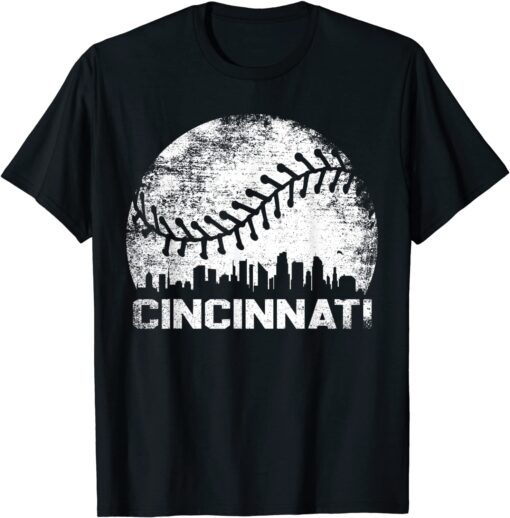 Vintage Cincinnati Baseball Ohio Skyline Tee Shirt