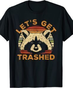 Vintage Let's Get Trashed Raccoon Lovers Retro Sunset T-Shirt