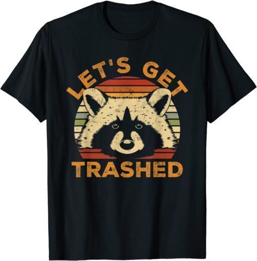 Vintage Let's Get Trashed Raccoon Lovers Retro Sunset T-Shirt