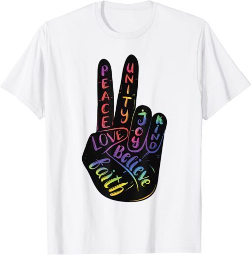 awesome international day of peace hand sign tie dye Tee Shirt