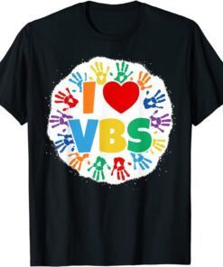 2022 Vacation Bible School Bleached Handprints I Love VBS Tee Shirt