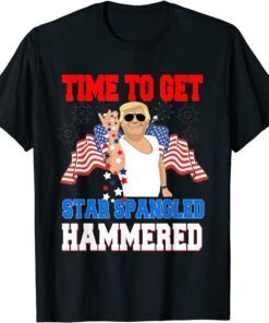 4th July Trump Bae Merica Time To Get Star Spangled Hammered Tee Shirt