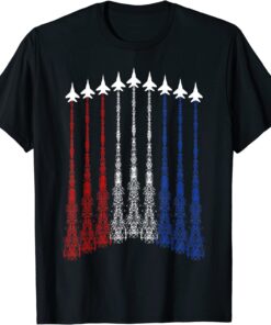 4th Of July Fighter Jet Airplane Red White Blue In The Sky Tee Shirt